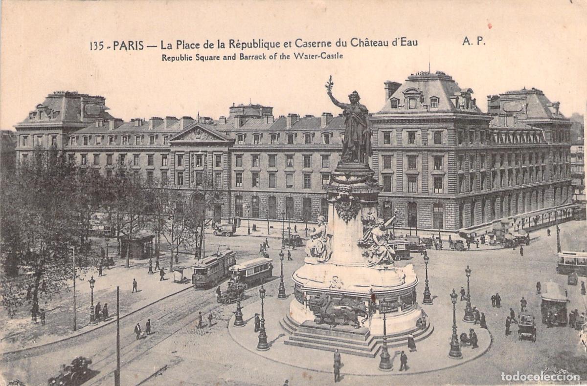 Cartoline: Postal de la Place de la R&eacute;publique y Caserne du Ch&acirc;teau d'Eau en Par&iacute;s