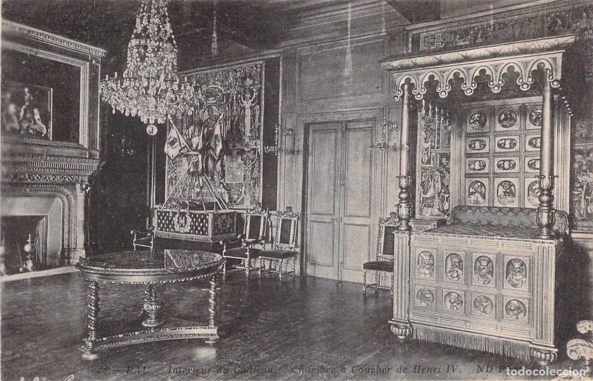 Cartoline: Postal del interior del Castillo de Pau, dormitorio de Enrique IV
