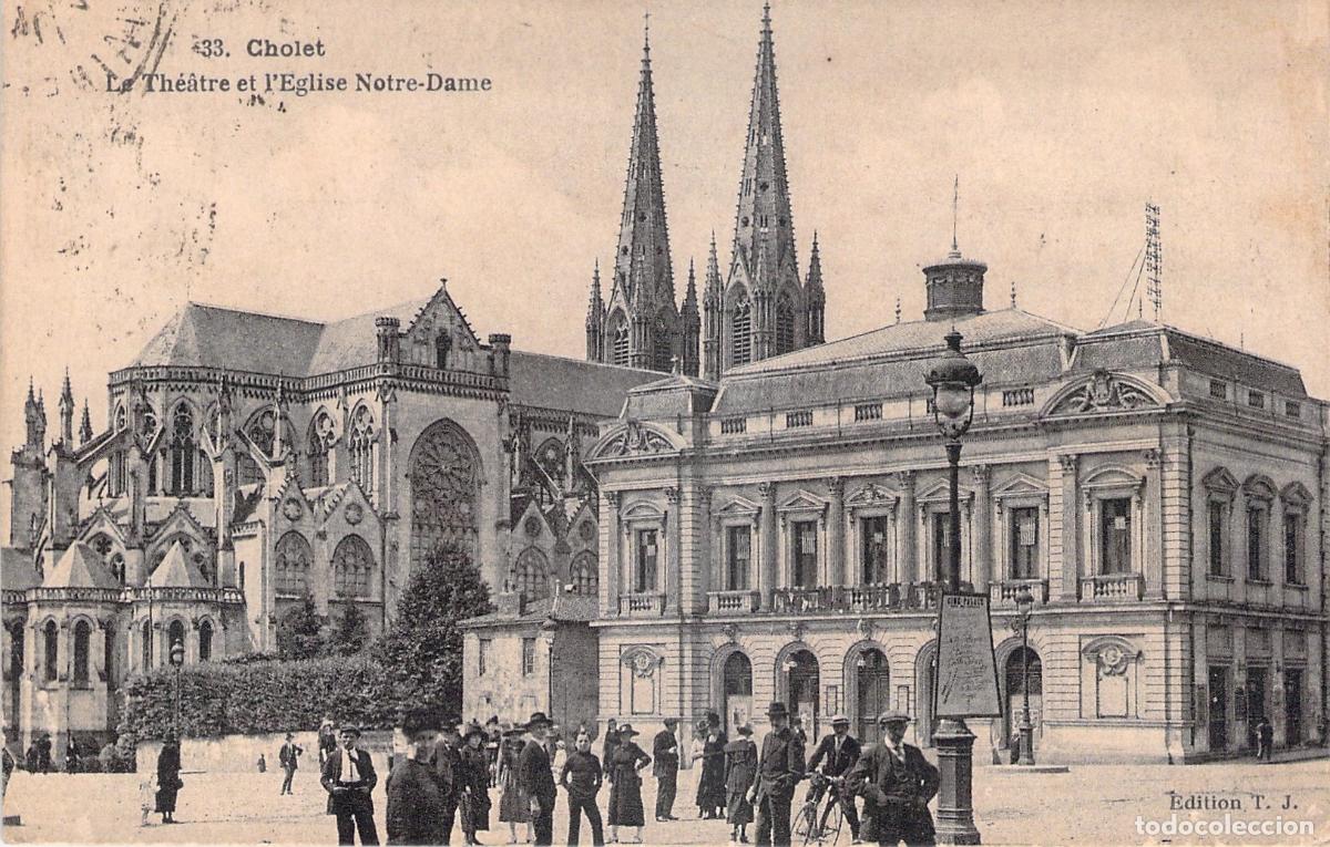 Cartoline: Postal de Cholet con el Teatro y la Iglesia de Notre-Dame