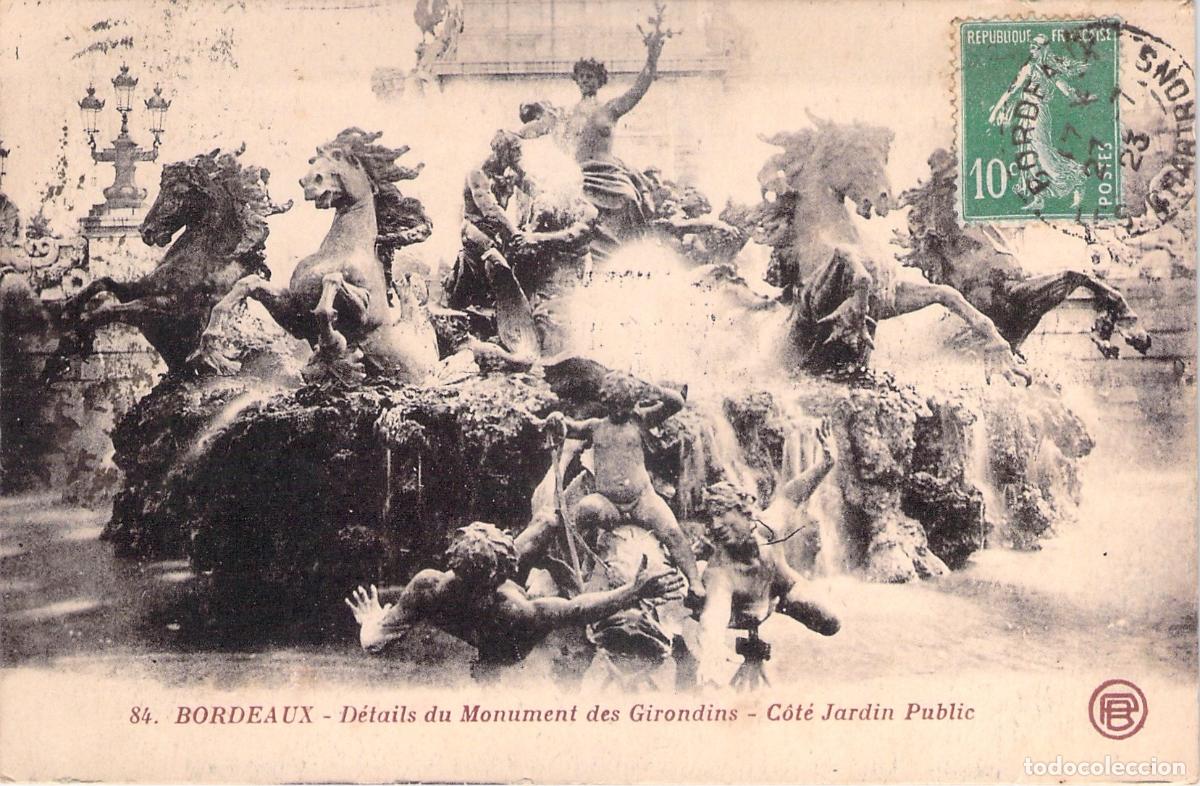 Cartoline: Postal de Bordeaux Monumento a los Girondins en el Jardin Public