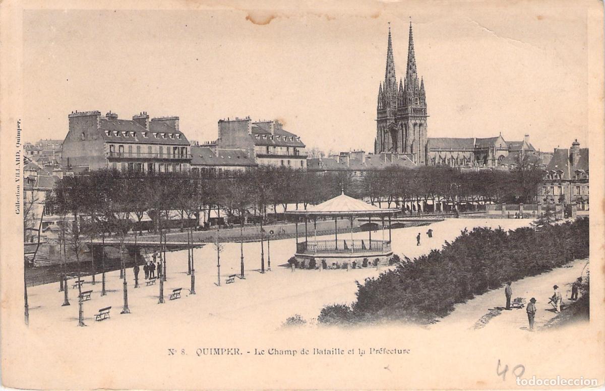 Postales: Postal de Quimper Catedral y Champ de Bataille Francia