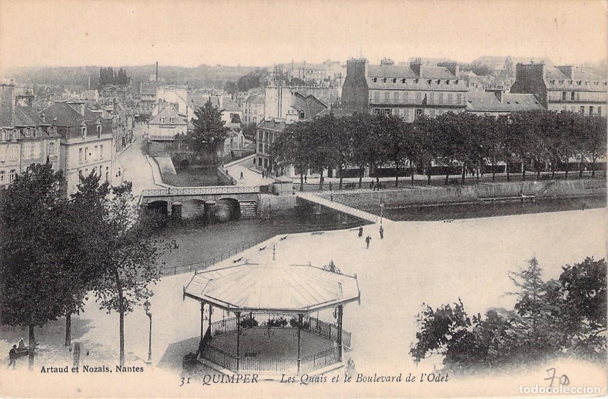 Postales: Postal de Quimper, los muelles y el Boulevard del Odet