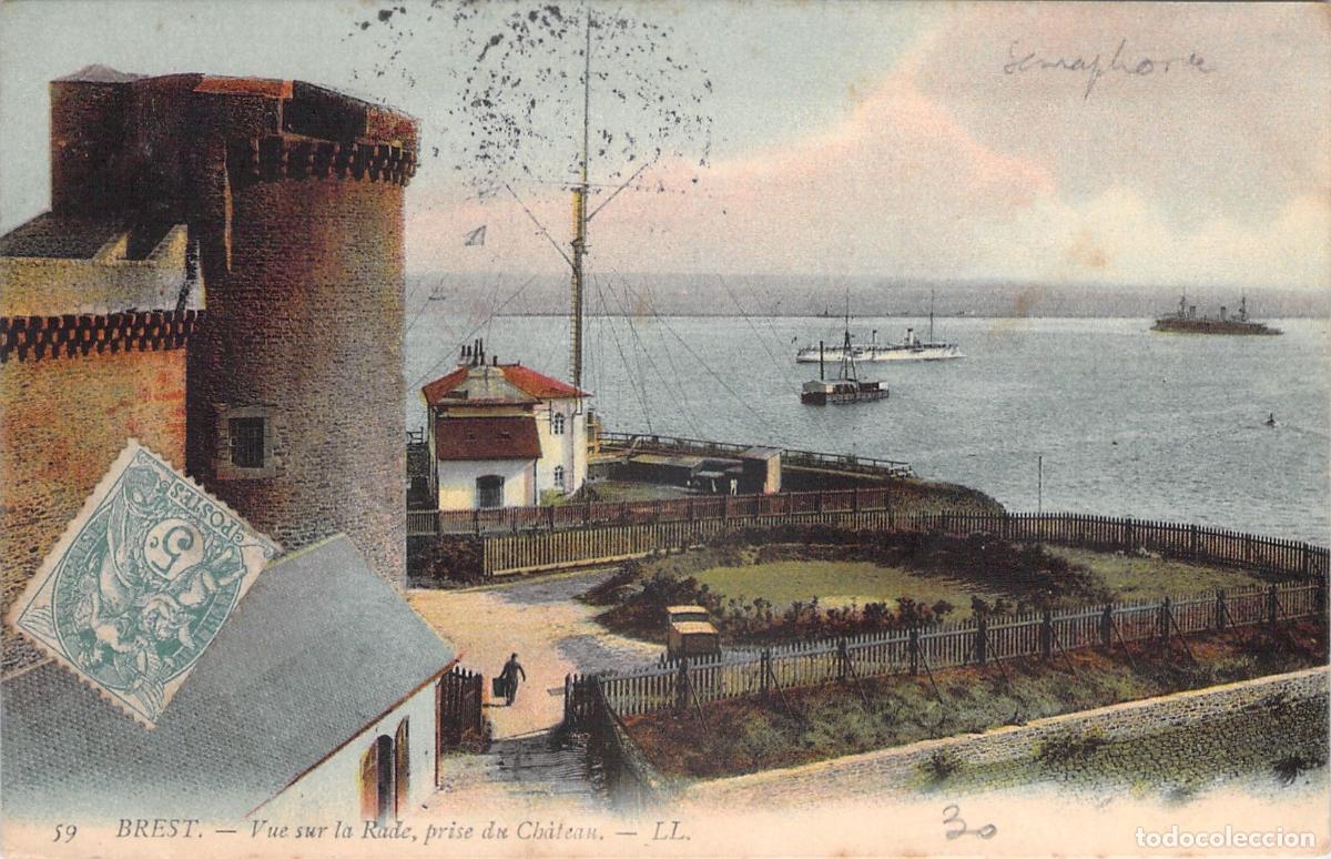 Postales: Postal de Brest vista de la rada y castillo