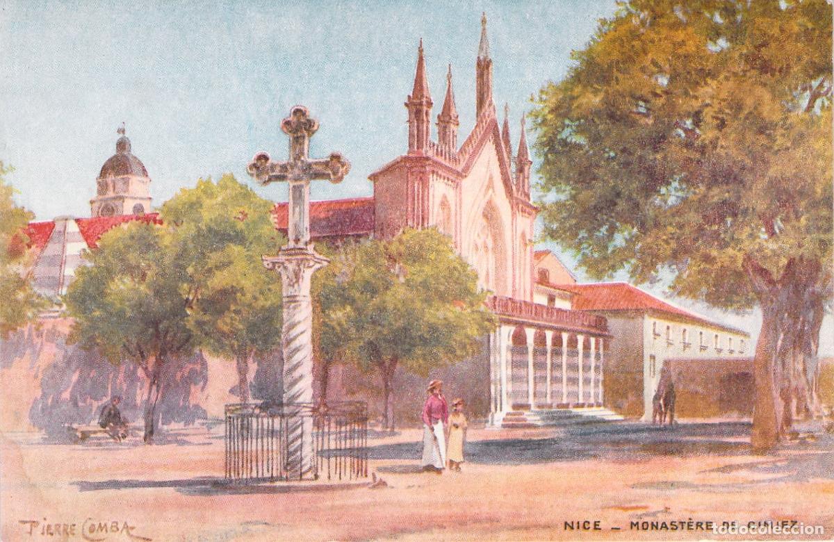 Cartoline: Postal de Niza, Monast&egrave;re de Cimiez, Ilustraci&oacute;n de Pierre Comba