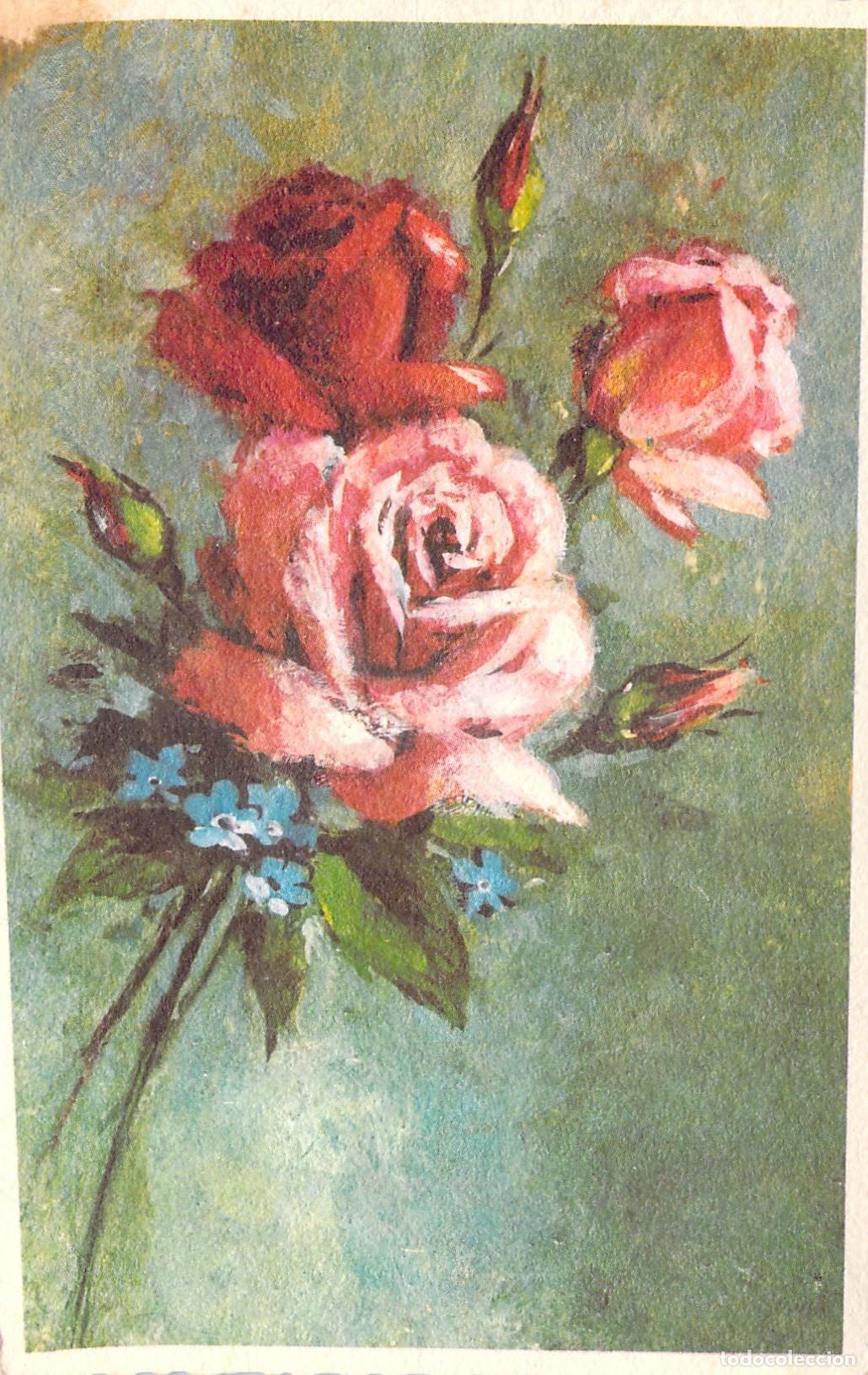 Cartes Postales: Postal con ilustraci&oacute;n de rosas
