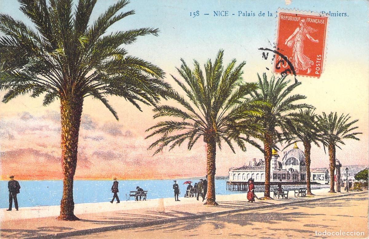 Cartes Postales: Postal de Niza Palais de la Jet&eacute;e con Palmeras
