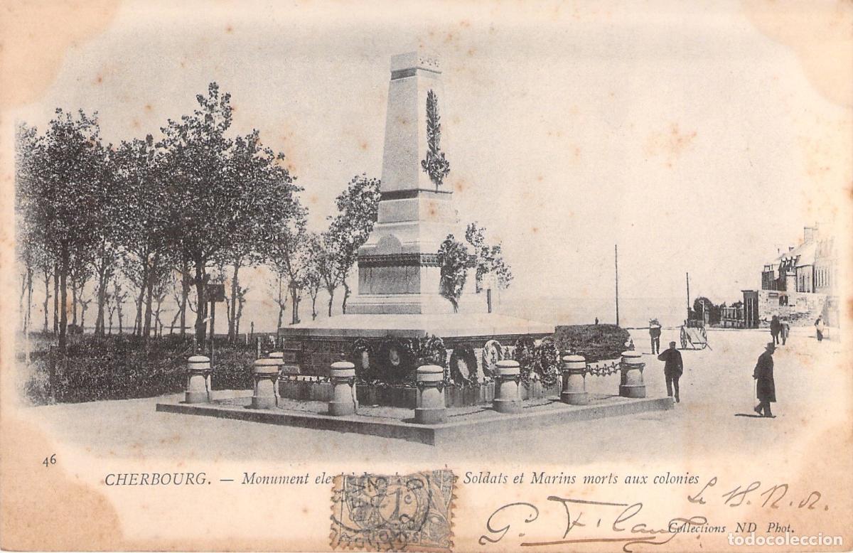 Cartoline: Postal de Cherbourg Monumento a Soldados y Marinos Muertos en Colonias