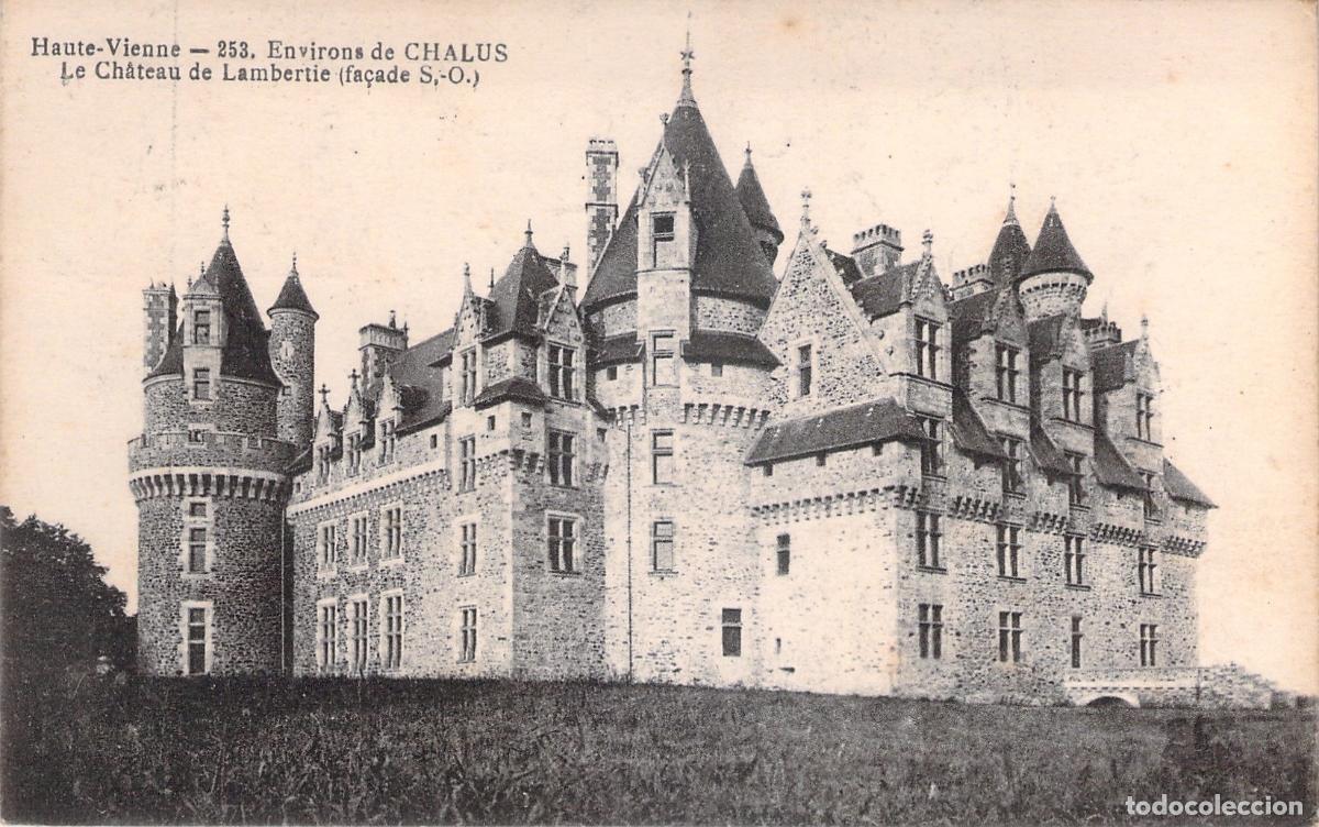 Postales: Postal del Castillo de Lambertie en Chalus, Haute-Vienne, Francia