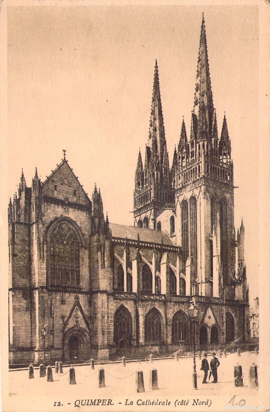 Cartoline: Postal de la Catedral de Quimper Breta&ntilde;a Francia