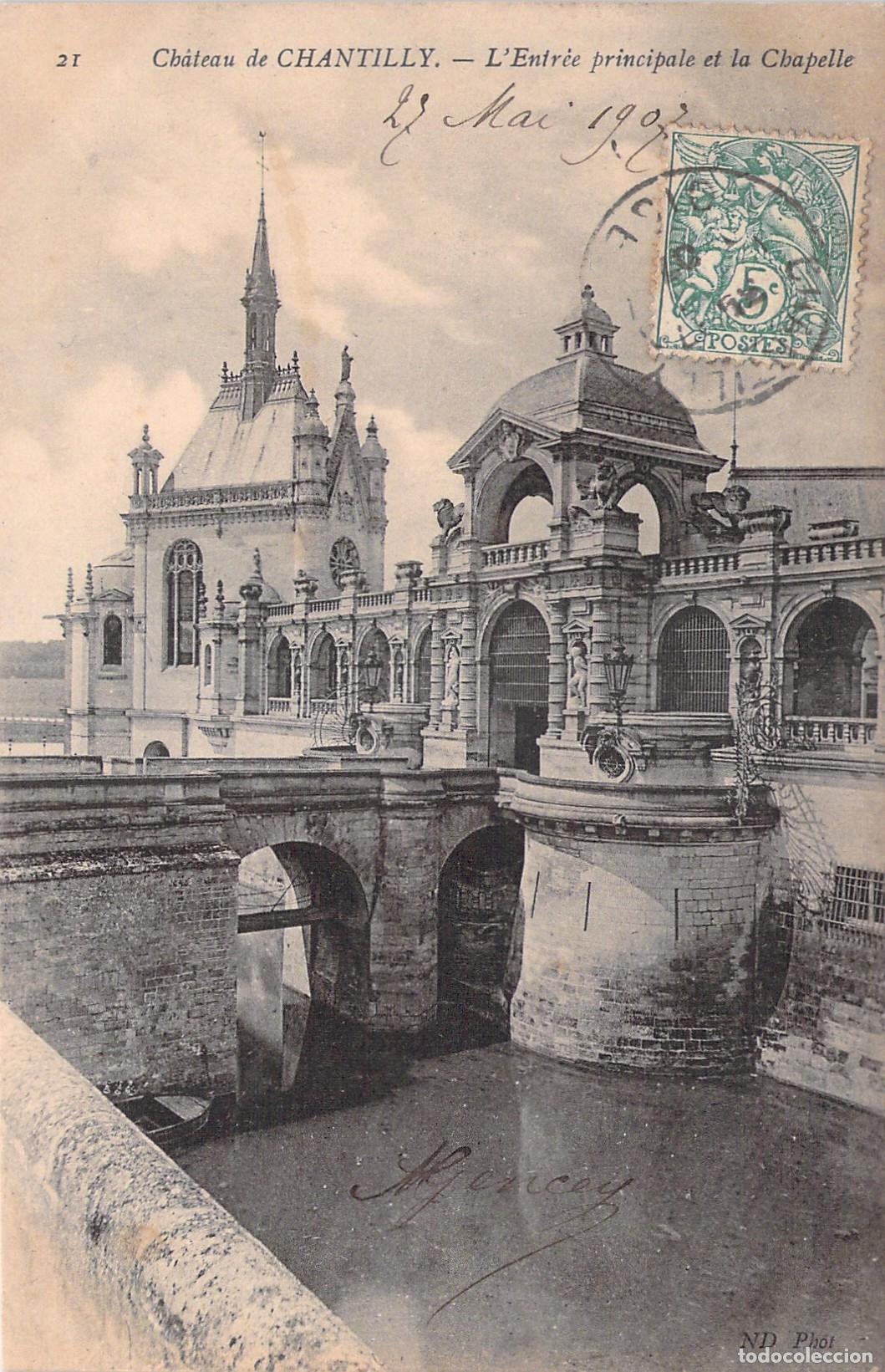 Cartoline: Postal del Castillo de Chantilly Entrada Principal y Capilla