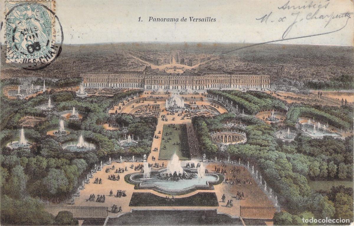 Cartoline: Postal de Versalles con Vista Panor&aacute;mica del Palacio y sus Jardines