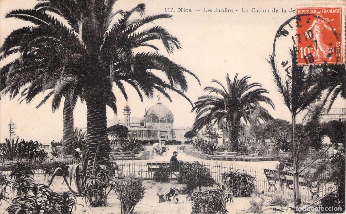 Cartoline: Postal de los Jardines y el Casino de Niza en Francia