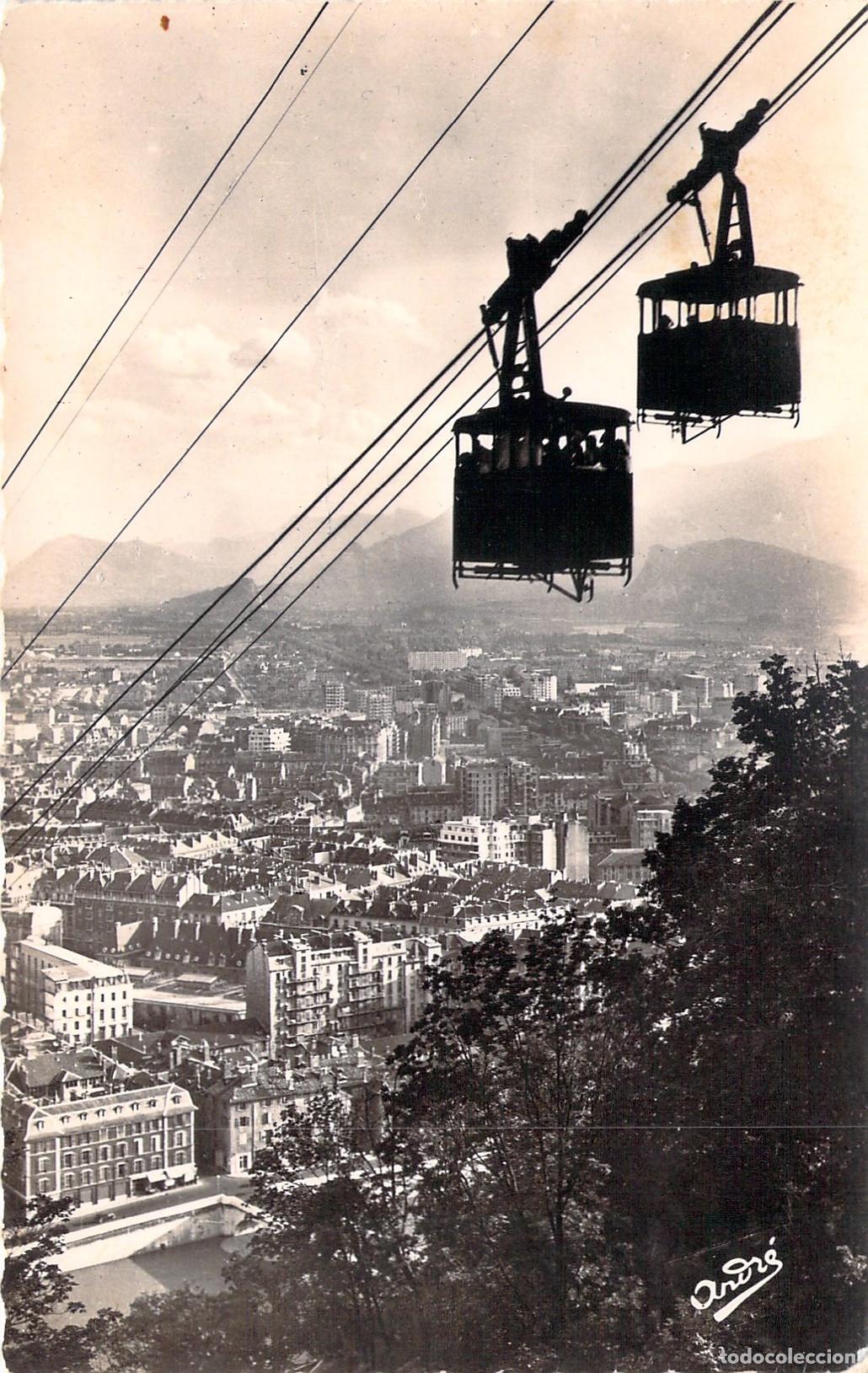 Postales: Postal de Grenoble: Telef&eacute;rico de la Bastille en los Alpes Franceses