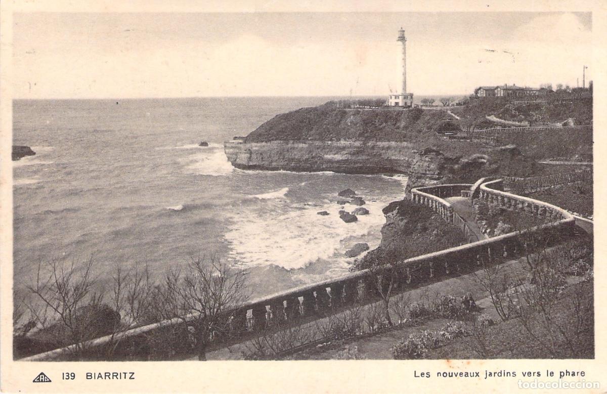 Postkarten: Postal de Biarritz Francia Faro y Jardines hacia el Mar