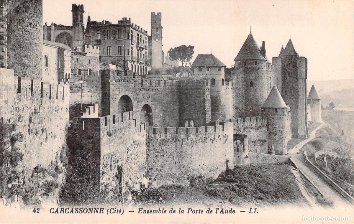 Postales: Postal de Carcassonne, Ensemble de la Porte de l'Aude, Francia
