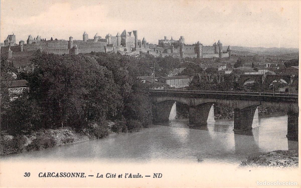 Postales: Postal de Carcassonne con el rio Aude y la Ciudadela Medieval