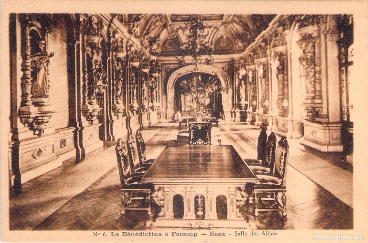 Postales: Postal de la Sala de los Abades en el Palacio Benedictine de Fecamp