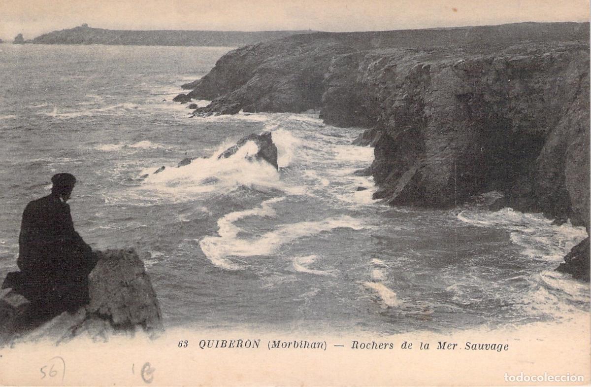 Cartoline: Postal de Quiberon Rochers de la Mer Sauvage Breta&ntilde;a Francia