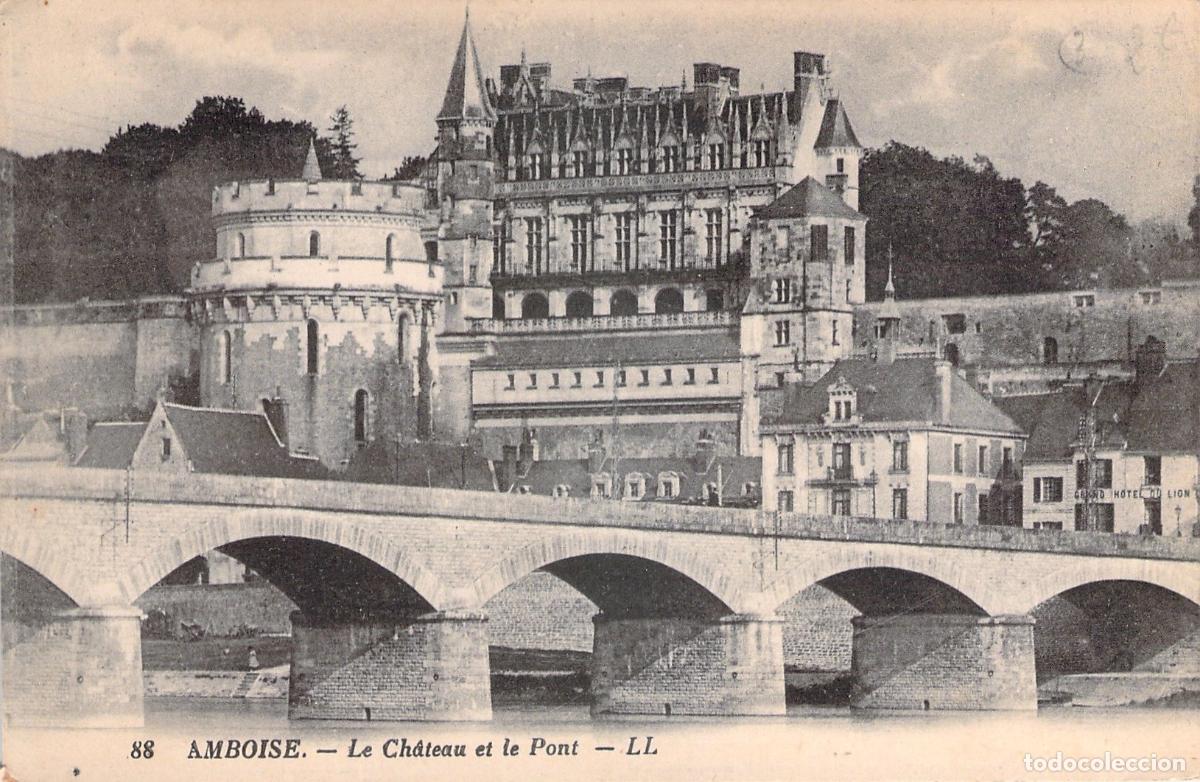 Cartoline: Postal del Castillo y Puente de Amboise en el Valle del Loira
