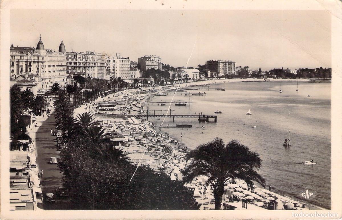 Cartoline: Postal de la playa La Croisette en Cannes, Francia