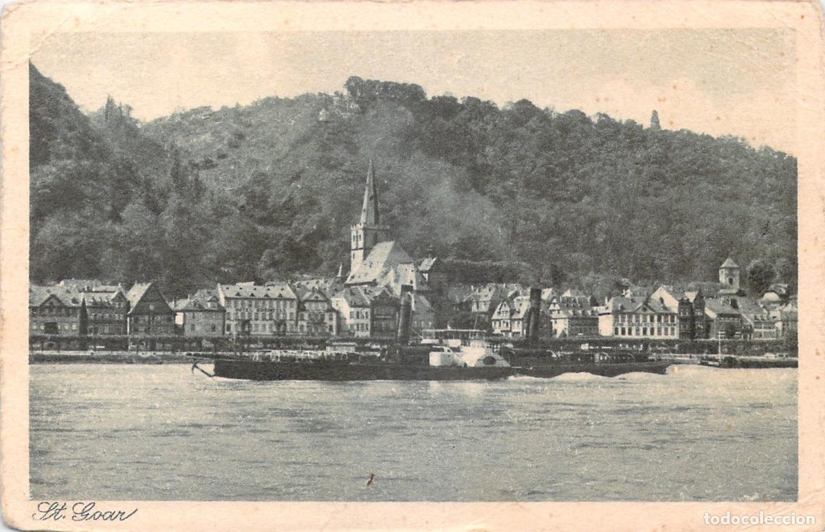 Cartoline: Postal de St. Goar con barco de vapor en el r&iacute;o Rin