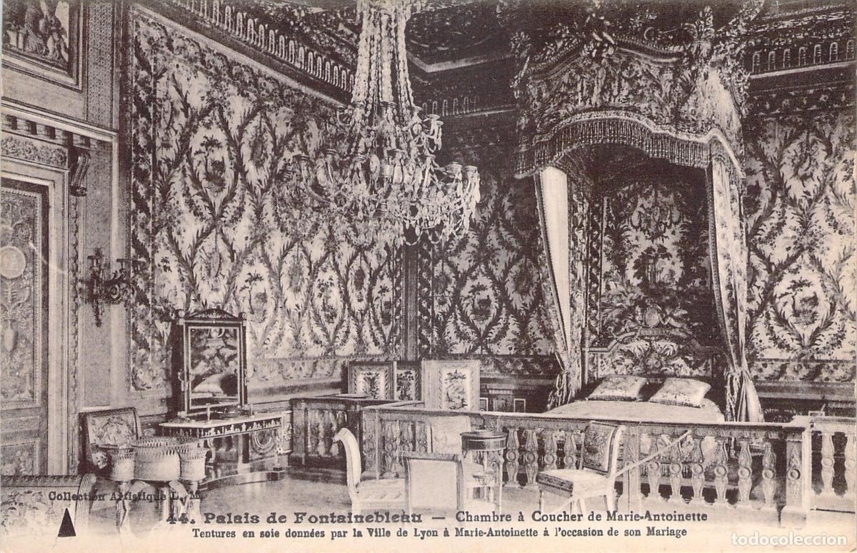 Postales: Postal del Palacio de Fontainebleau, rec&aacute;mara de Mar&iacute;a Antonieta