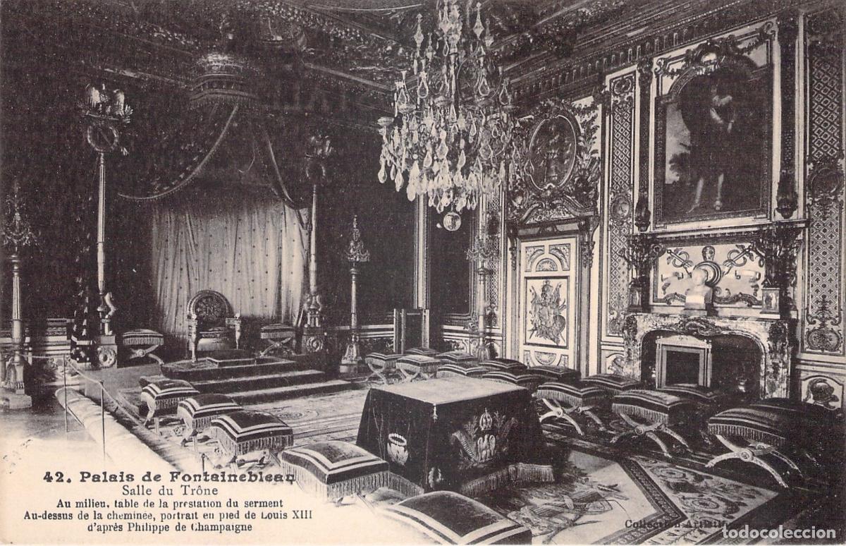Postales: Postal del Palacio de Fontainebleau: Sal&oacute;n del Trono