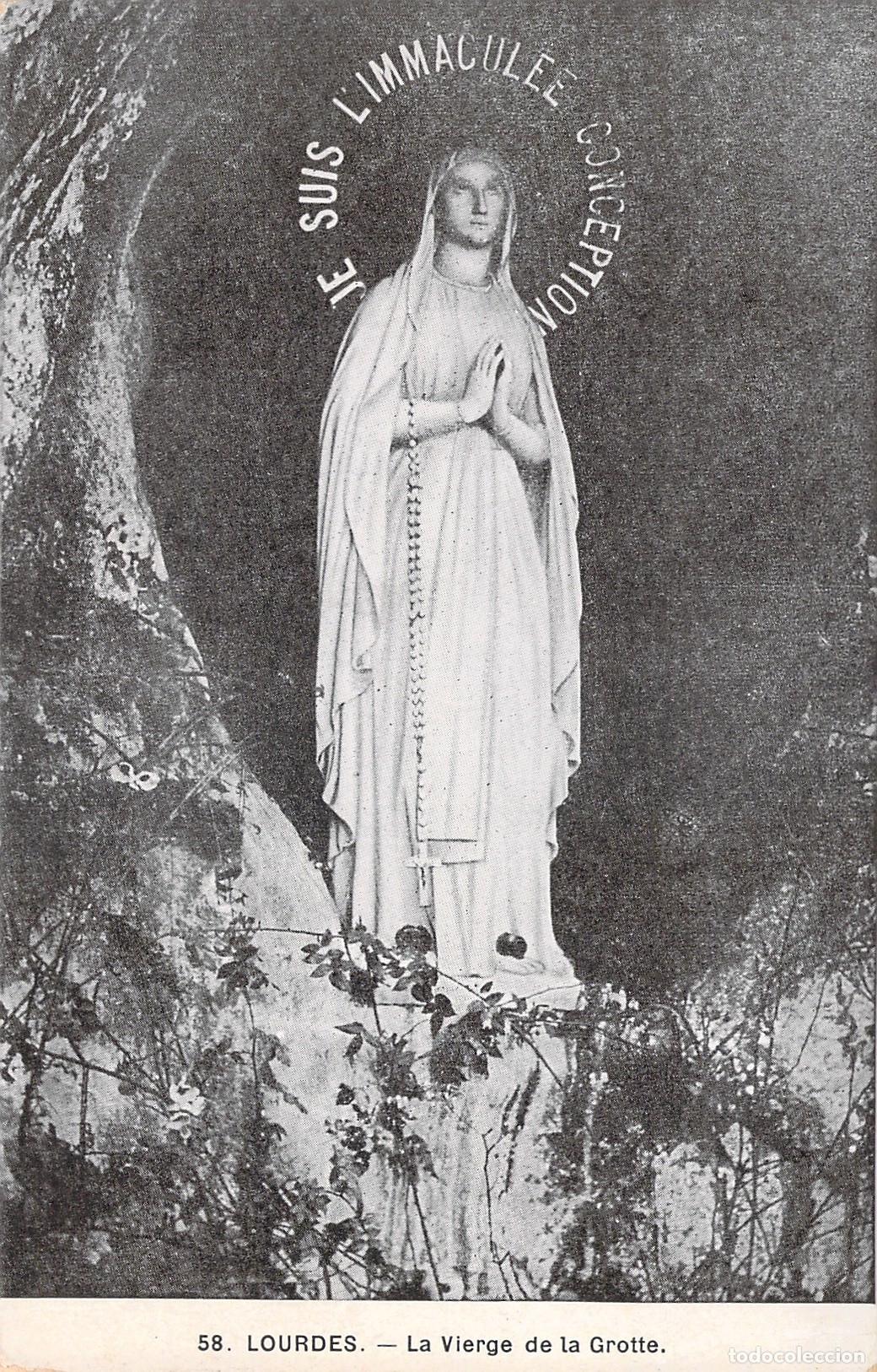 Postales: Postal de la Virgen Mar&iacute;a en la Gruta de Lourdes Francia
