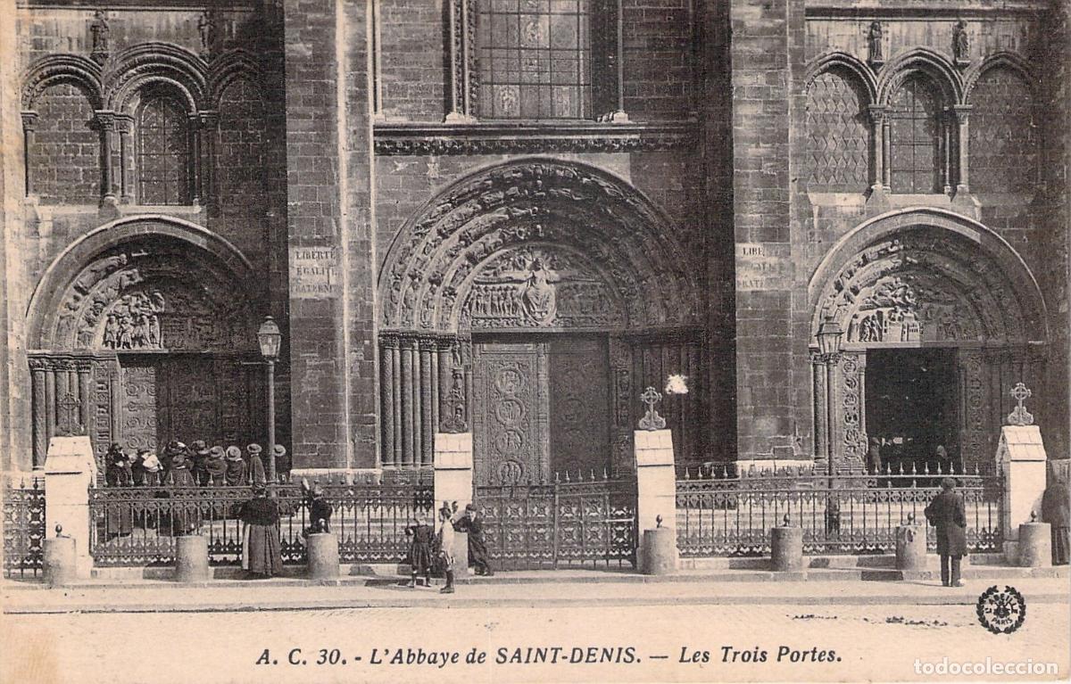 Postales: Postal de la Bas&iacute;lica de Saint-Denis, Las Tres Puertas, Francia