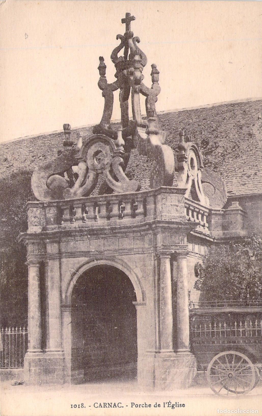 Postales: Postal de Carnac: Porche de la Iglesia en Francia