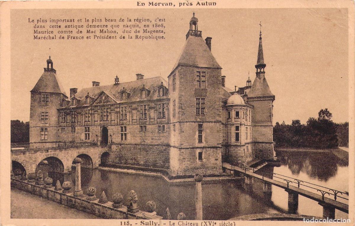 Postales: Postal del Castillo de Sully en Borgo&ntilde;a