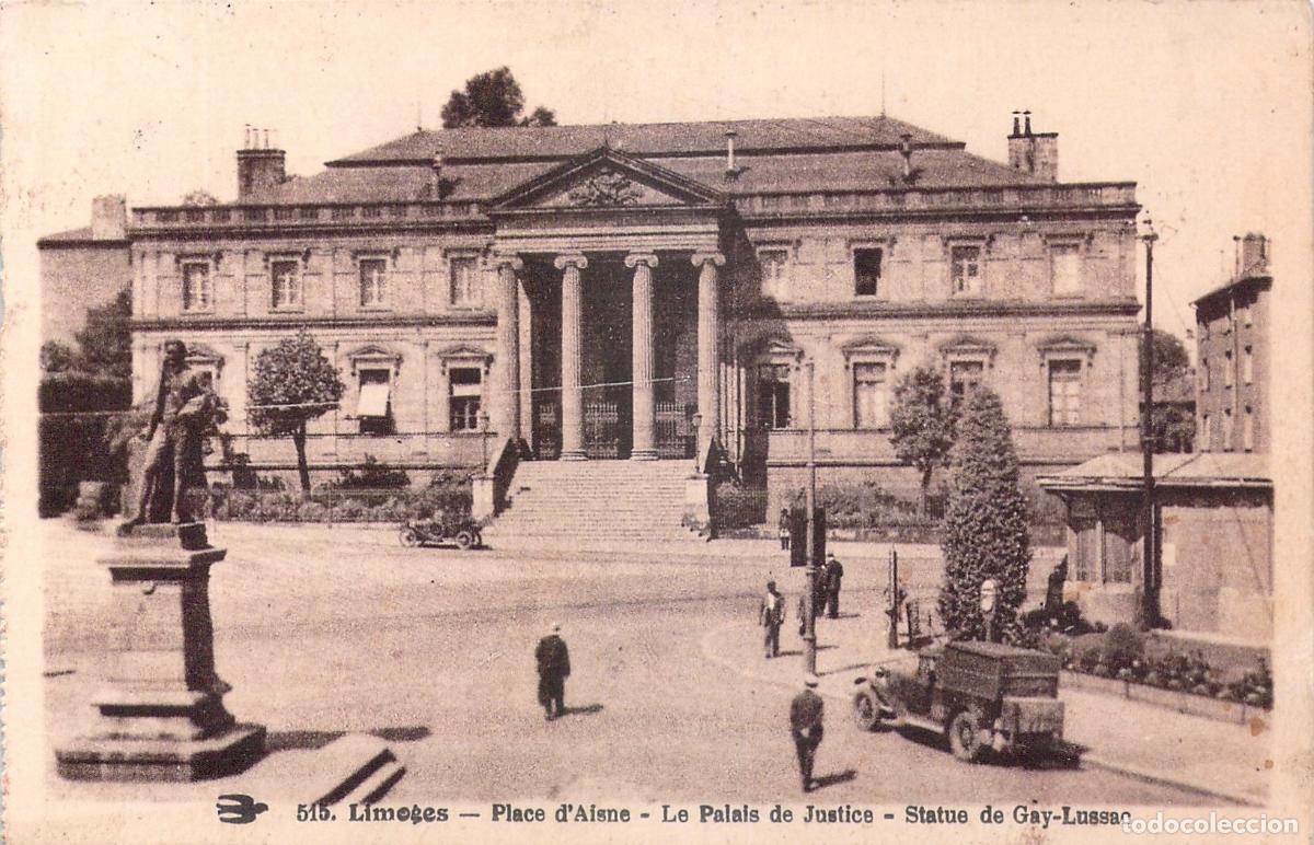 Postcards: Postal de Limoges: Palacio de Justicia y Plaza d'Aisne en Francia