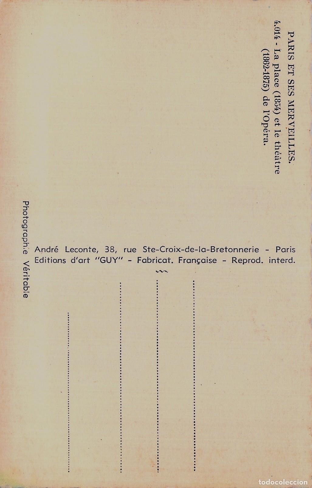 Postales: Postal de la &Oacute;pera Garnier en Par&iacute;s, Francia - Foto 2