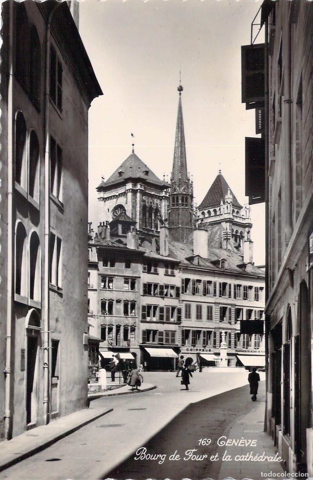 Postales: Postal de Ginebra, Bourg de Four y la Catedral de San Pedro