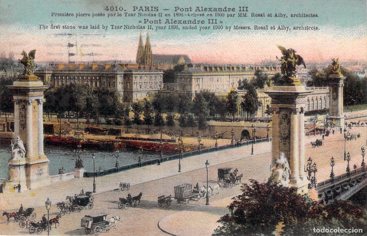 Postais: Postal de Paris: Pont Alexandre III, emblem&aacute;tico puente parisino