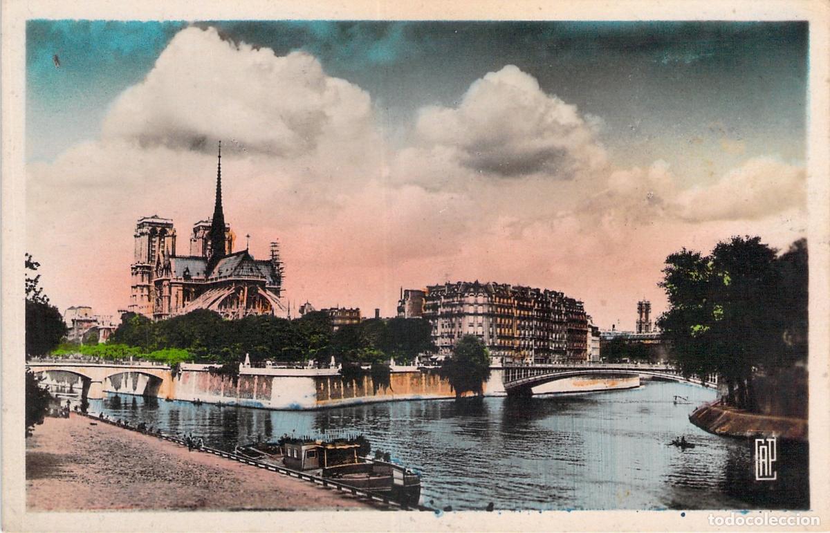 Postkarten: Postal de Paris: Catedral de Notre-Dame y el R&iacute;o Sena