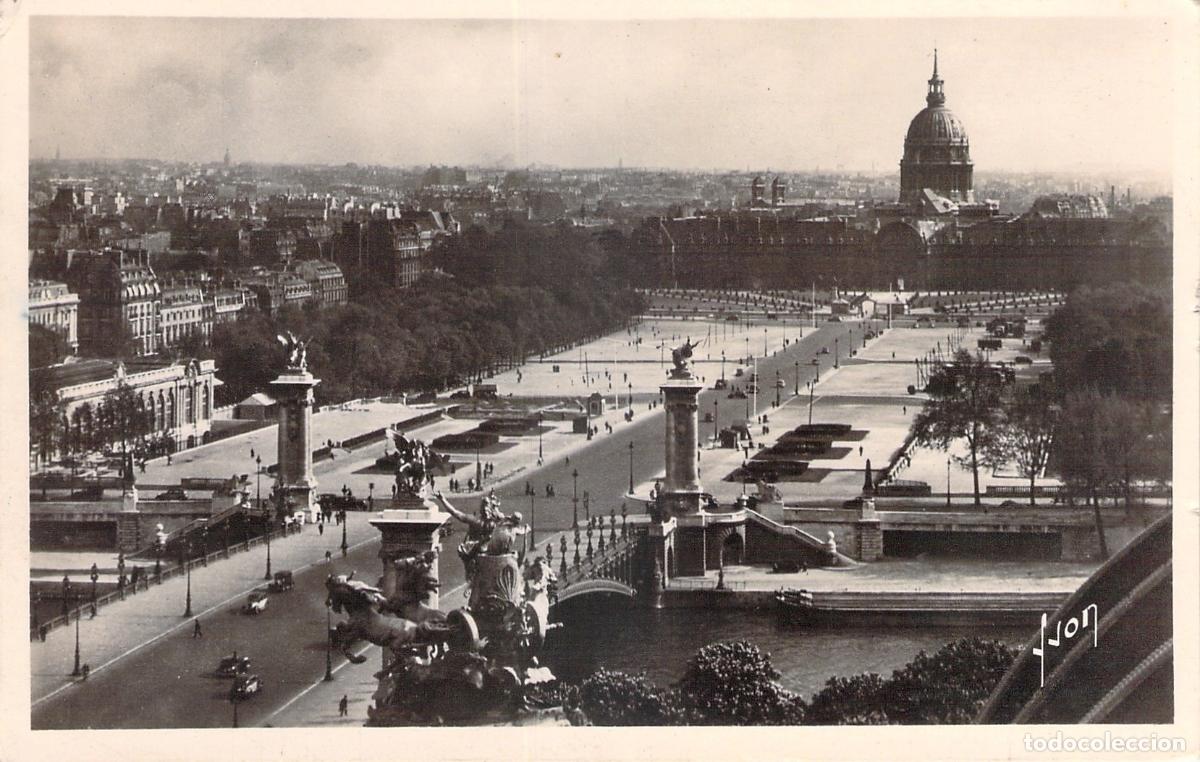 Postkarten: Postal de Par&iacute;s con vista al Pont Alexandre III y Los Inv&aacute;lidos