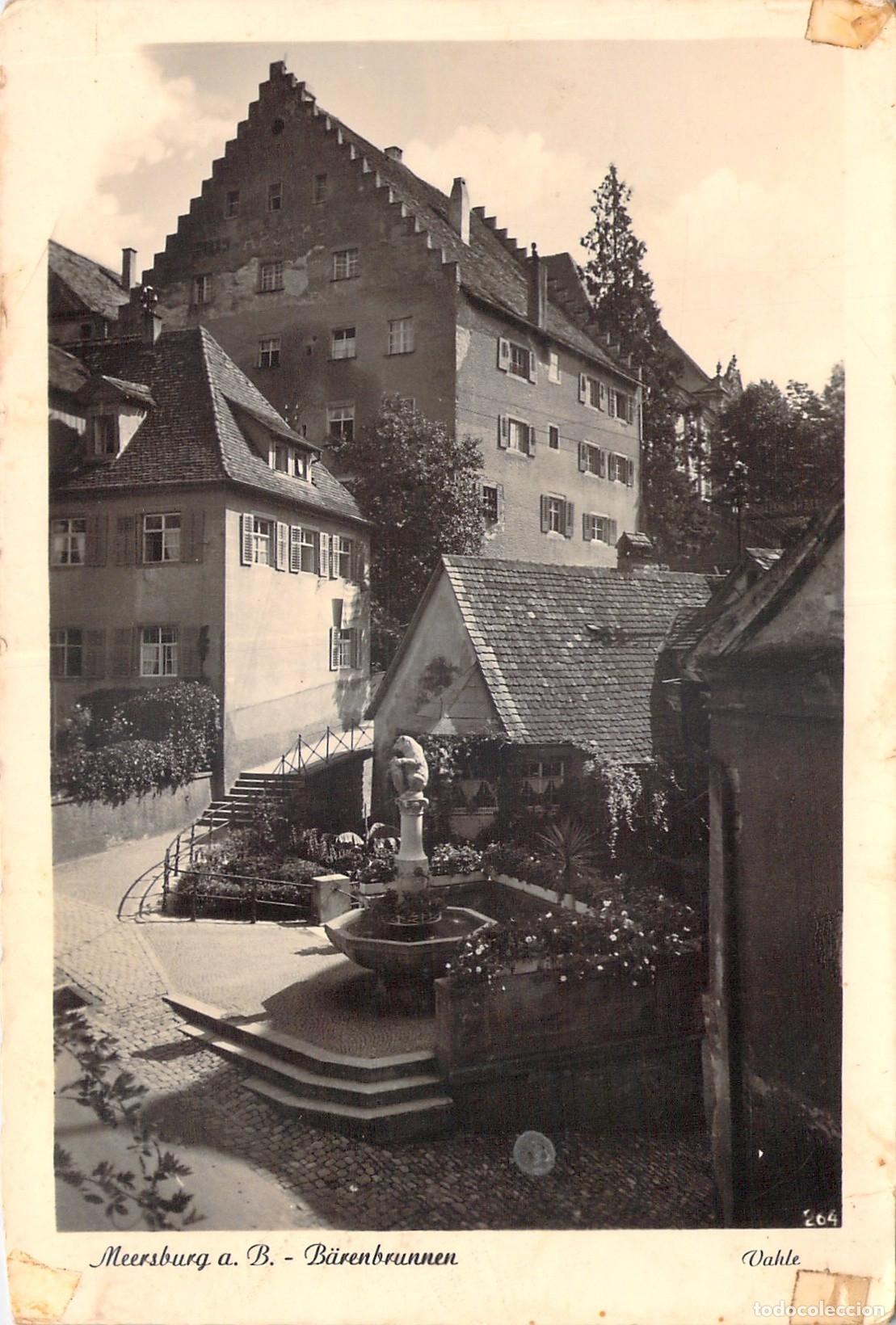 Postkarten: Postal de Meersburg con el B&auml;renbrunnen en Alemania