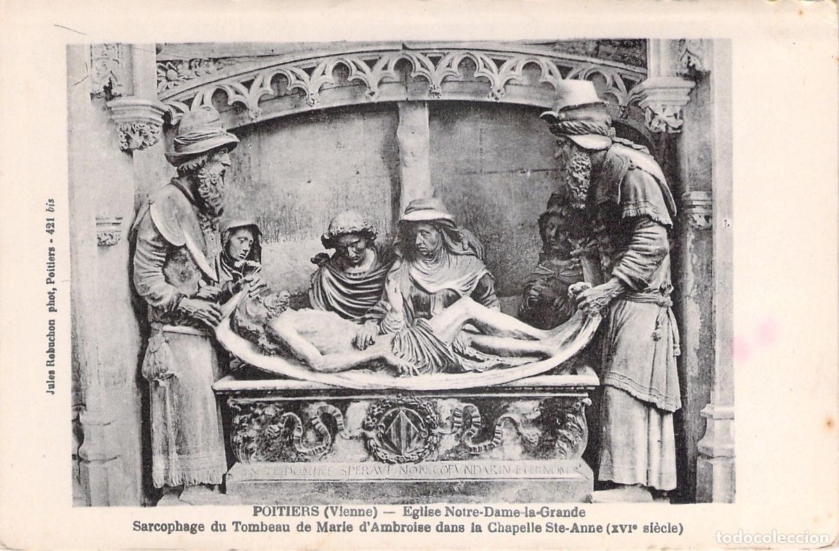 Postkarten: Postal de Poitiers, Sarc&oacute;fago en la Iglesia Notre-Dame-la-Grande