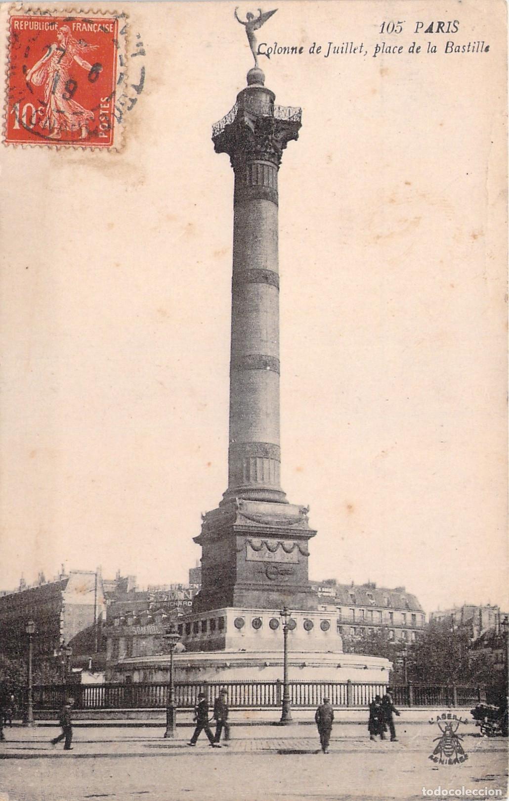Postkarten: Postal de la Colonne de Juillet en la Plaza de la Bastilla, Paris