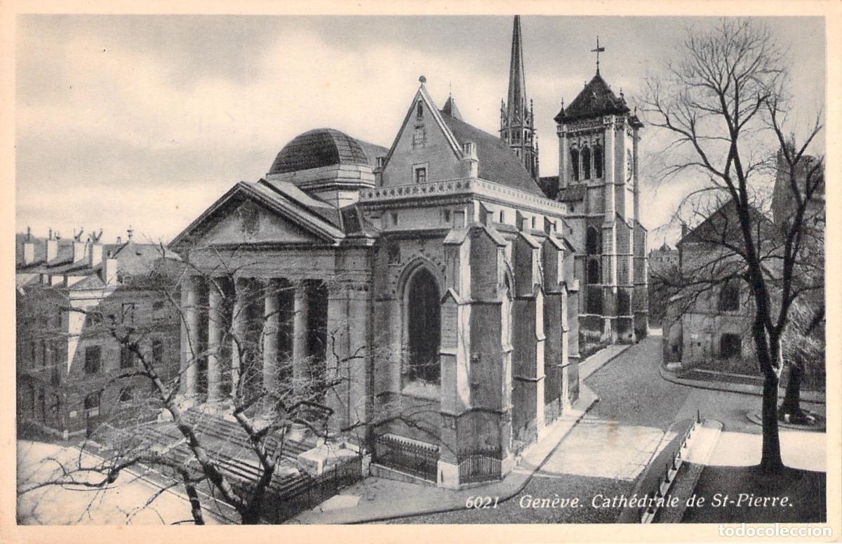 Postales: Postal de la Catedral de San Pedro en Ginebra Suiza