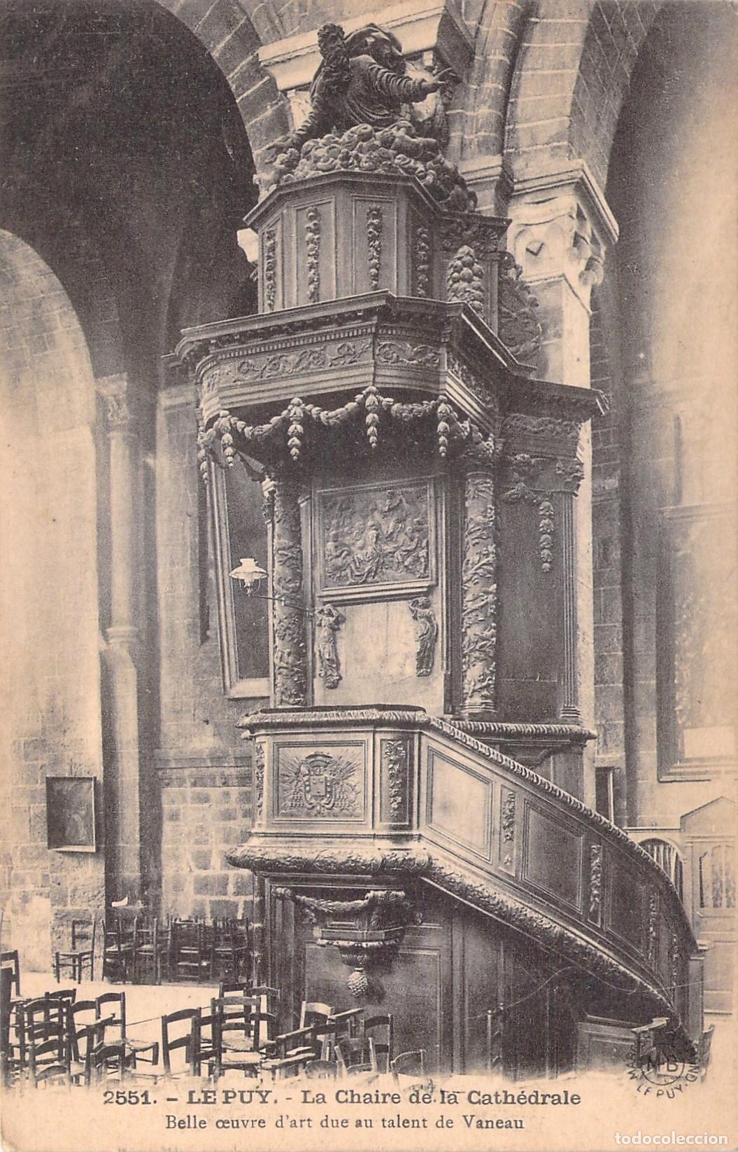 Postales: Postal de la catedral de Le Puy con p&uacute;lpito tallado