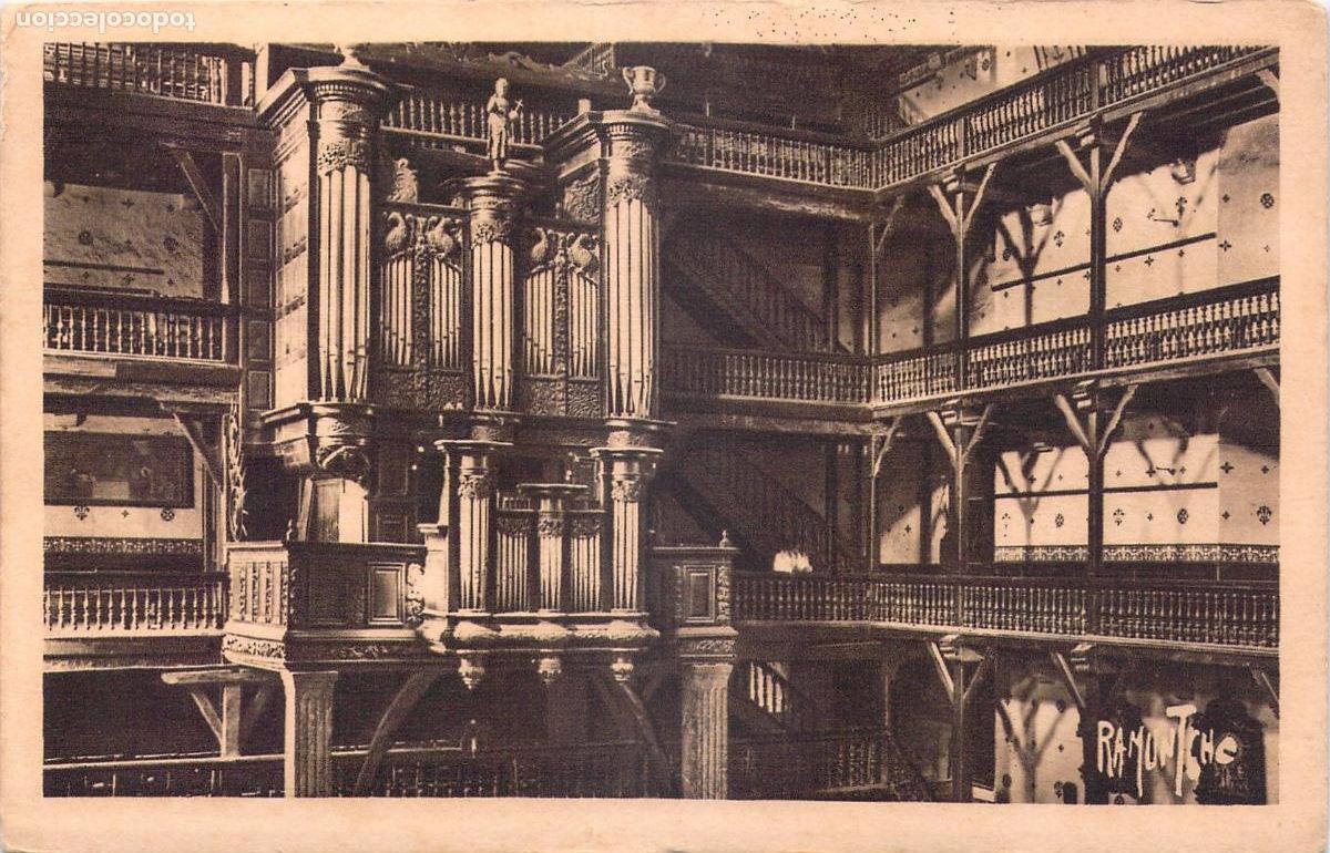 Postales: Postal del interior de la iglesia en Saint-Jean-de-Luz con gran &oacute;rgano