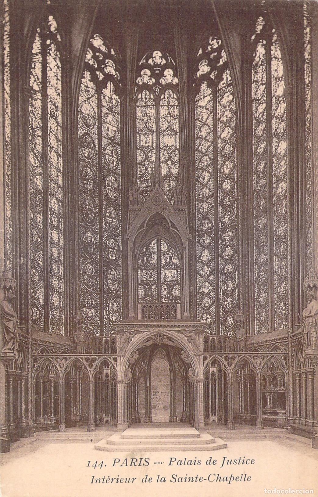 Postkarten: Postal de la Sainte-Chapelle en Paris, arquitectura g&oacute;tica