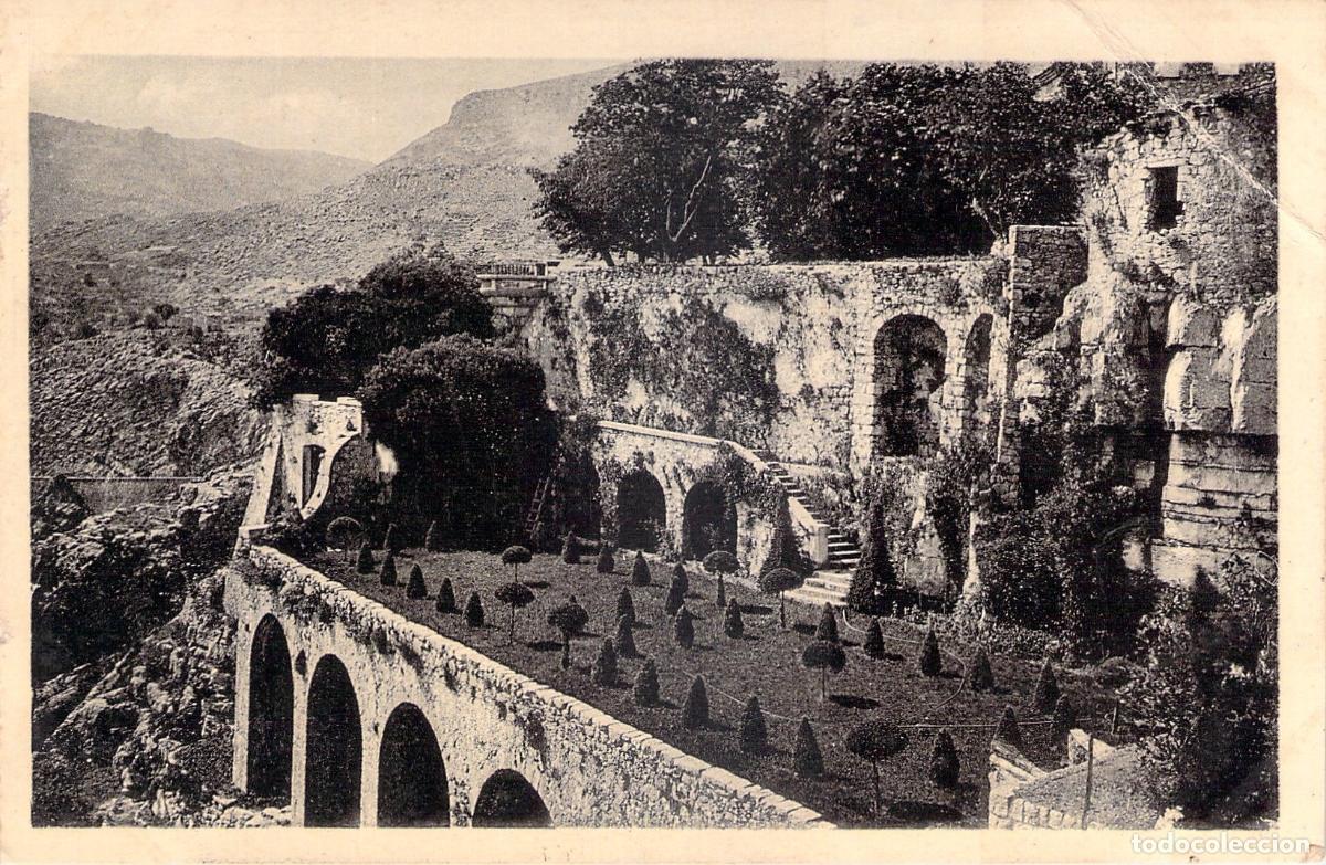Postales: Postal de los jardines del antiguo castillo de Gourdon en Francia