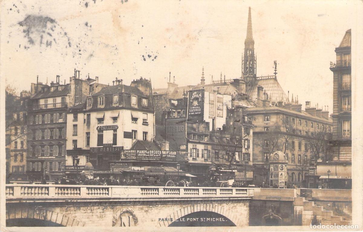 Postkarten: Postal de Par&iacute;s, Pont Saint-Michel con arquitectura urbana