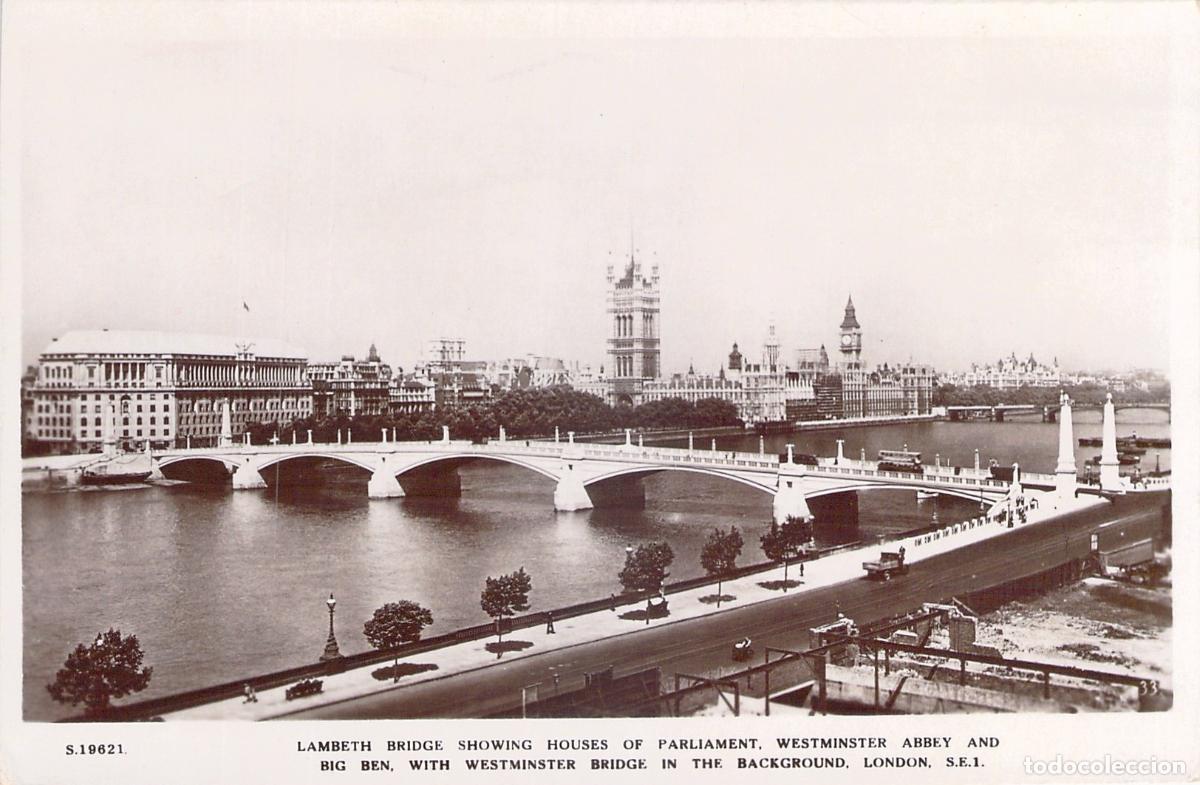 Postkarten: Postal de Londres: Lambeth Bridge y Casas del Parlamento