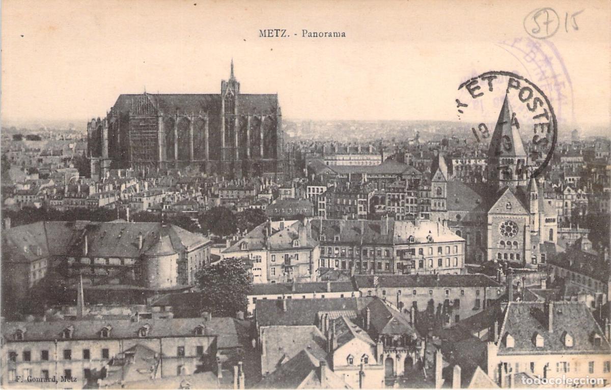 Cartoline: Postal de Metz vista panor&aacute;mica de la ciudad y su catedral