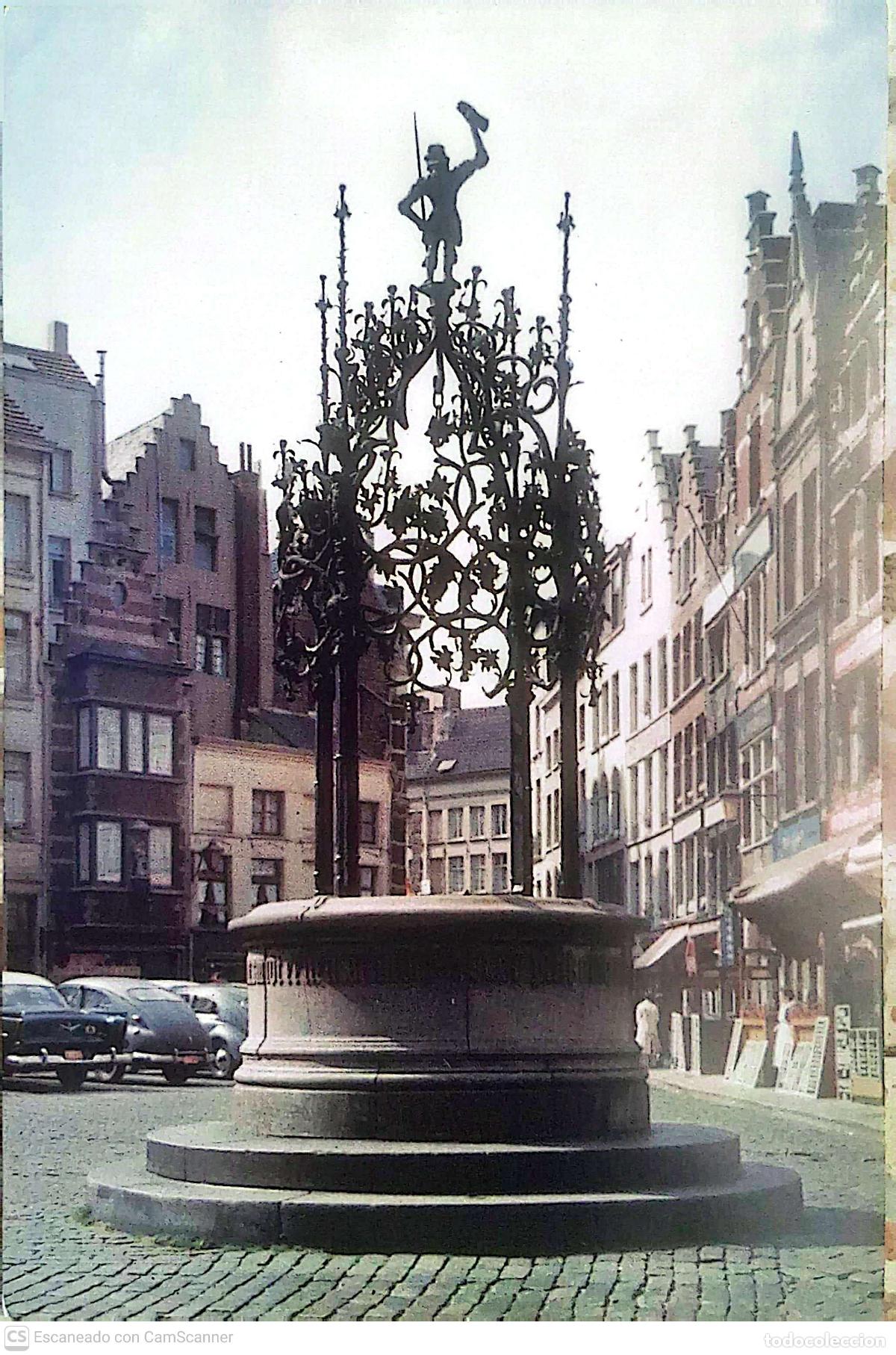Postkarten: Amberes (B&eacute;lgica). 403 Pozo Quentin Metsys, bell&iacute;simo pozo de agua medieval con una estructura de hi