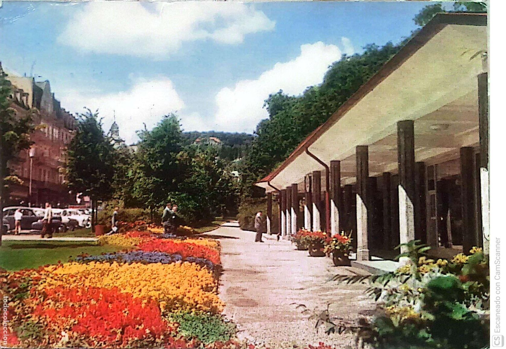 Postkarten: Bad Nauheim (Alemania). Ciudad balneario y Calle del Parque. Usada con sello. Color